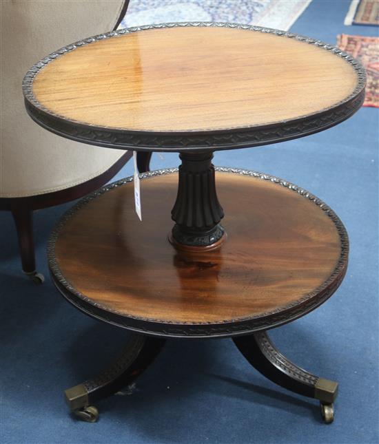 A George III and later mahogany 2-tier dumb waiter H.71cm